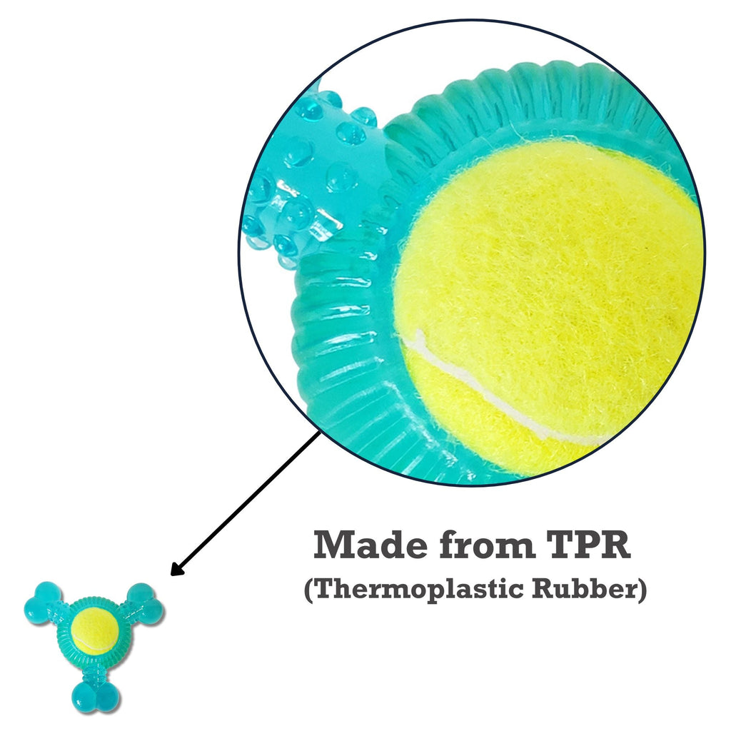 3-Bone TPR Chew Toy with Squeaker & Tennis Ball for Dogs – Removable Ball & Interactive Play by American Pet Supplies