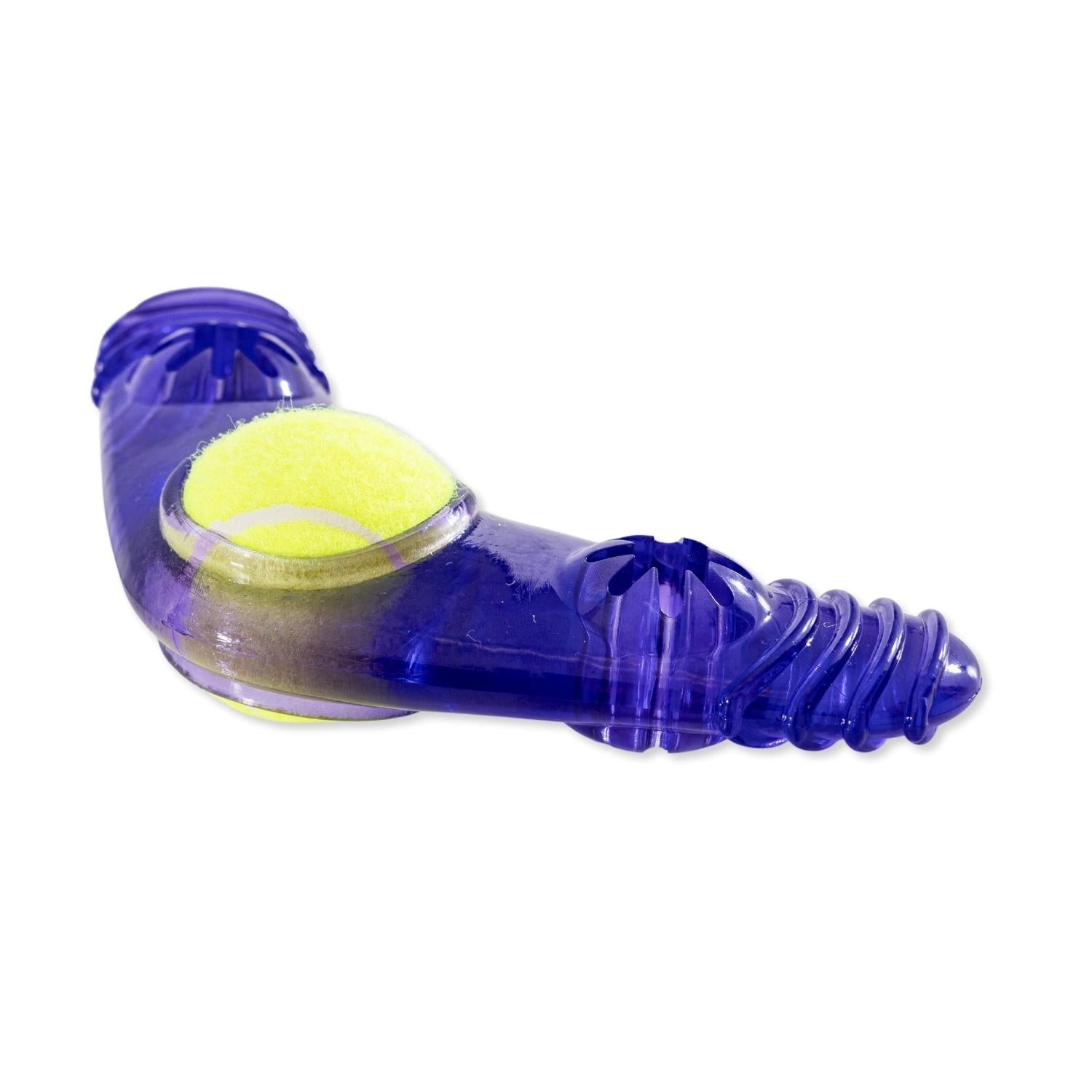 TPR Boomerang Dog Chew Toy with Removable Squeaker Tennis Ball & Treat Fill by American Pet Supplies