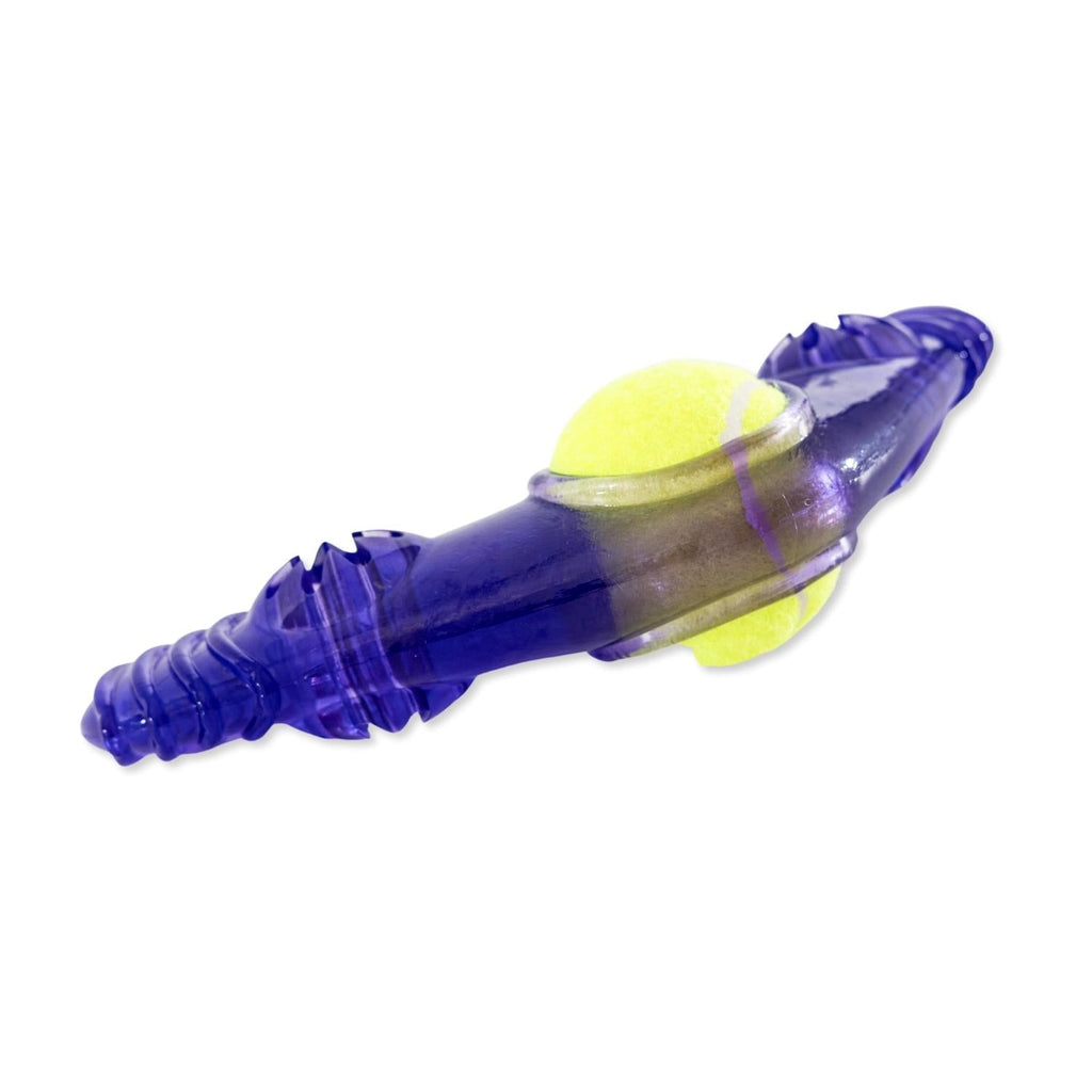 TPR Boomerang Dog Chew Toy with Removable Squeaker Tennis Ball & Treat Fill by American Pet Supplies