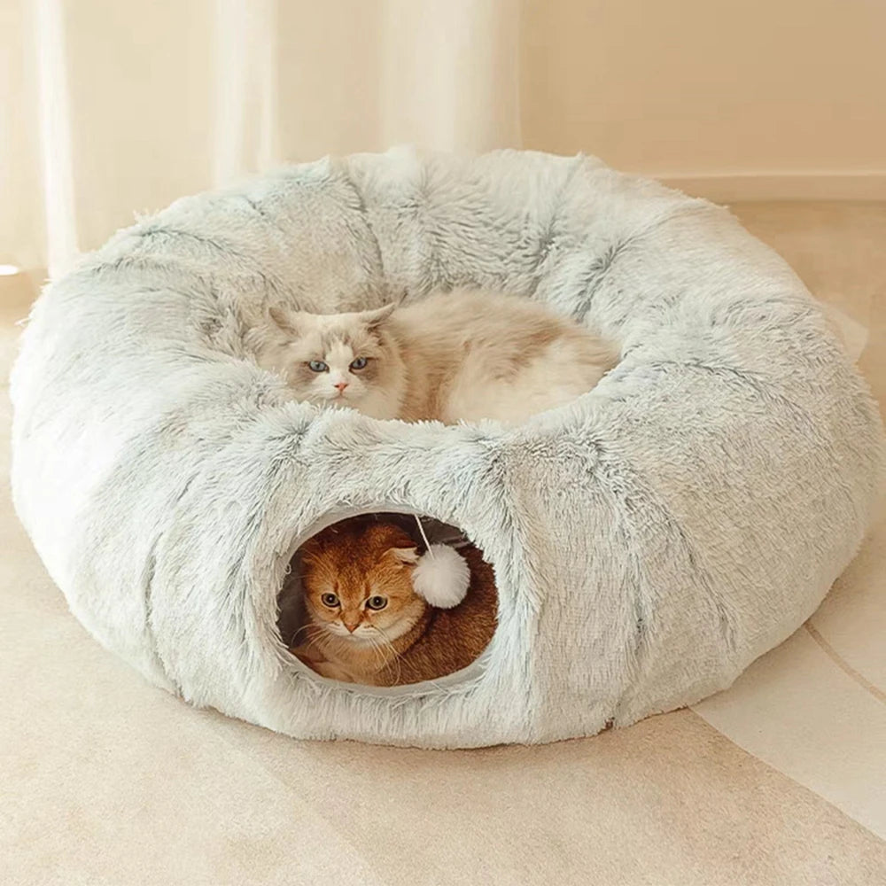 Round Plush Cat Bed by Love My Pet