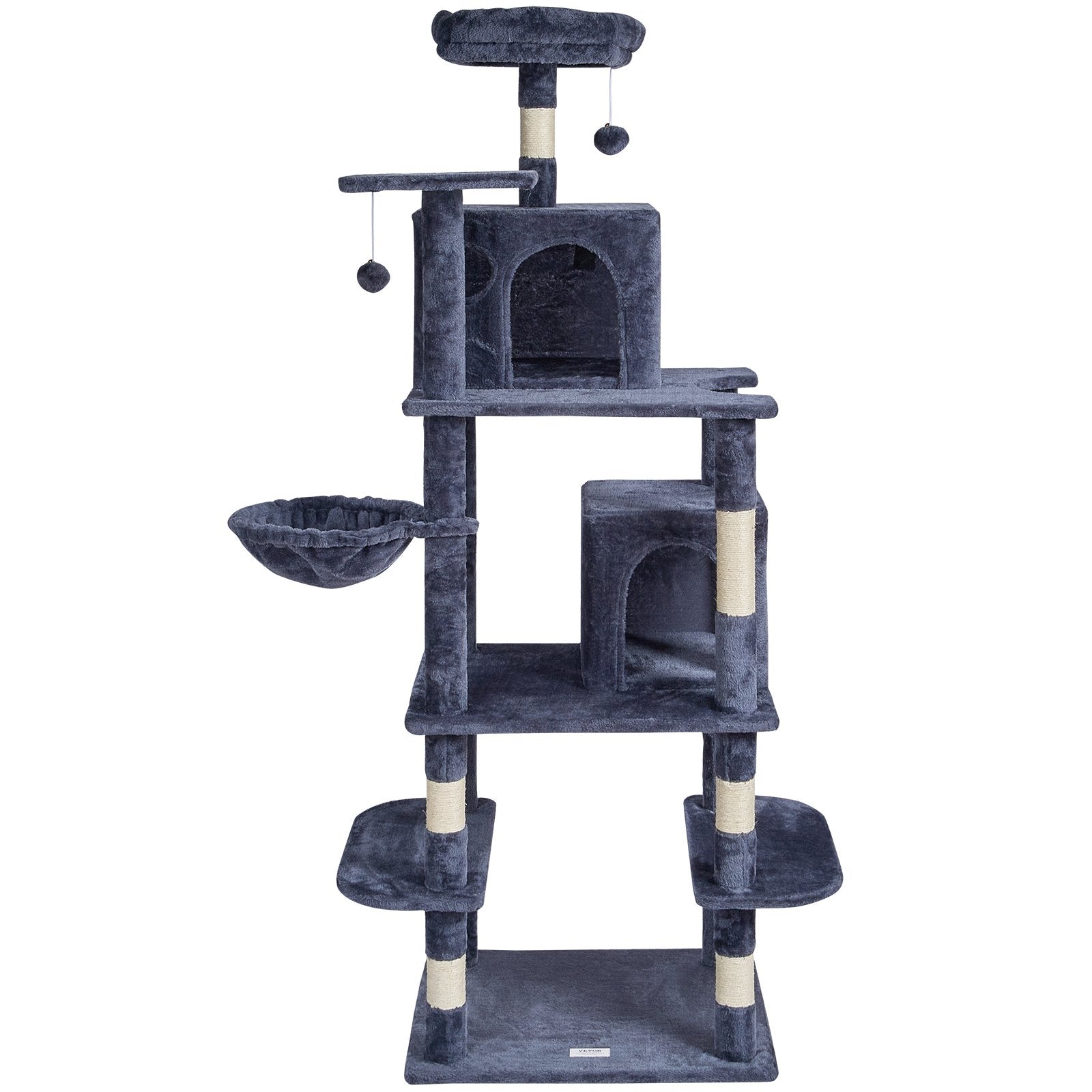 Cat Tree Cat Tower with Cat Condos Sisal Scratching Post Dark Grey by VetsPetStore