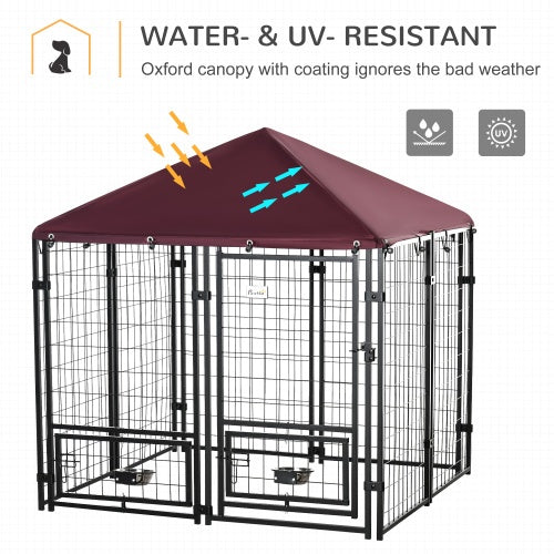 Welded Wire Steel Dog Pen, With Waterproof And UV Resistant Awning by Love My Pet