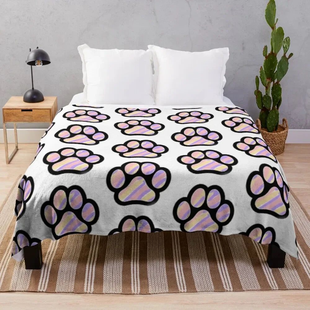 Pawprint Flannel Throw Blankets by Love My Pet
