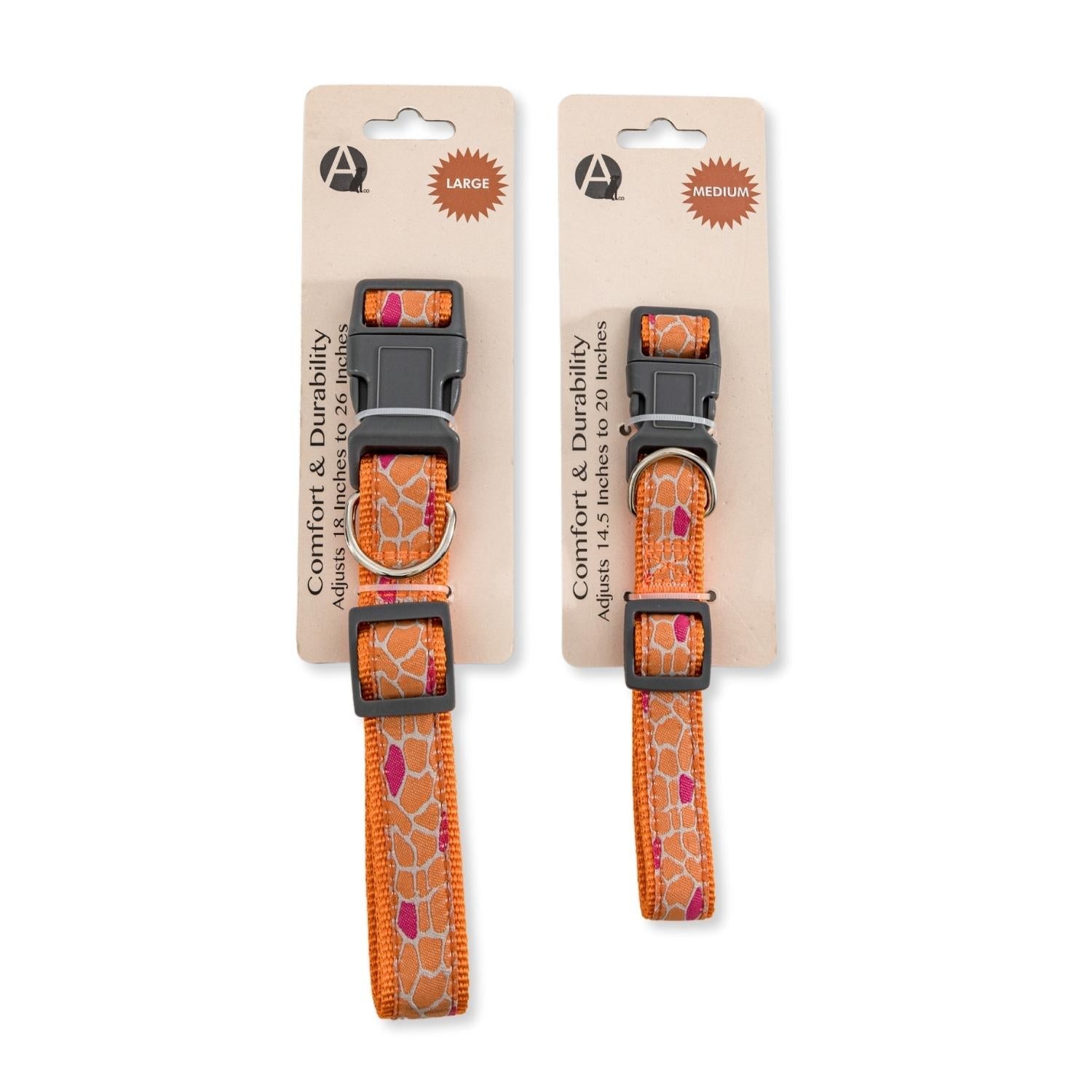 Nylon Dog Collar with Embroidered Giraffe Design/Animal Print, Secure & Adjustable Fit by American Pet Supplies