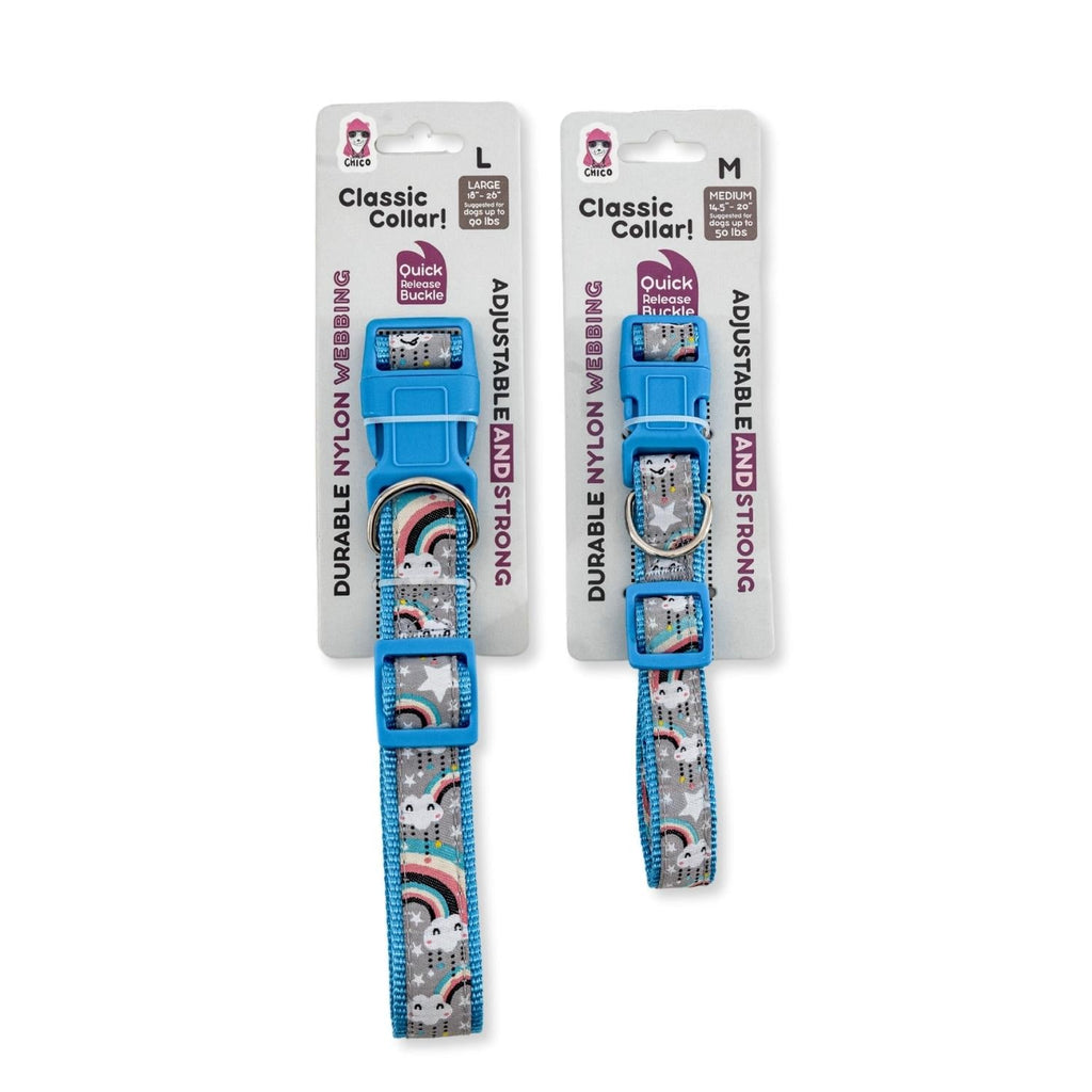 Nylon Dog Collar with Embroidered Rainbow Design, Secure & Adjustable Fit, Comfortable Wear by American Pet Supplies