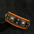 The "Eros" collar 2.5 inch wide black & orange by Bestia Dog Gear