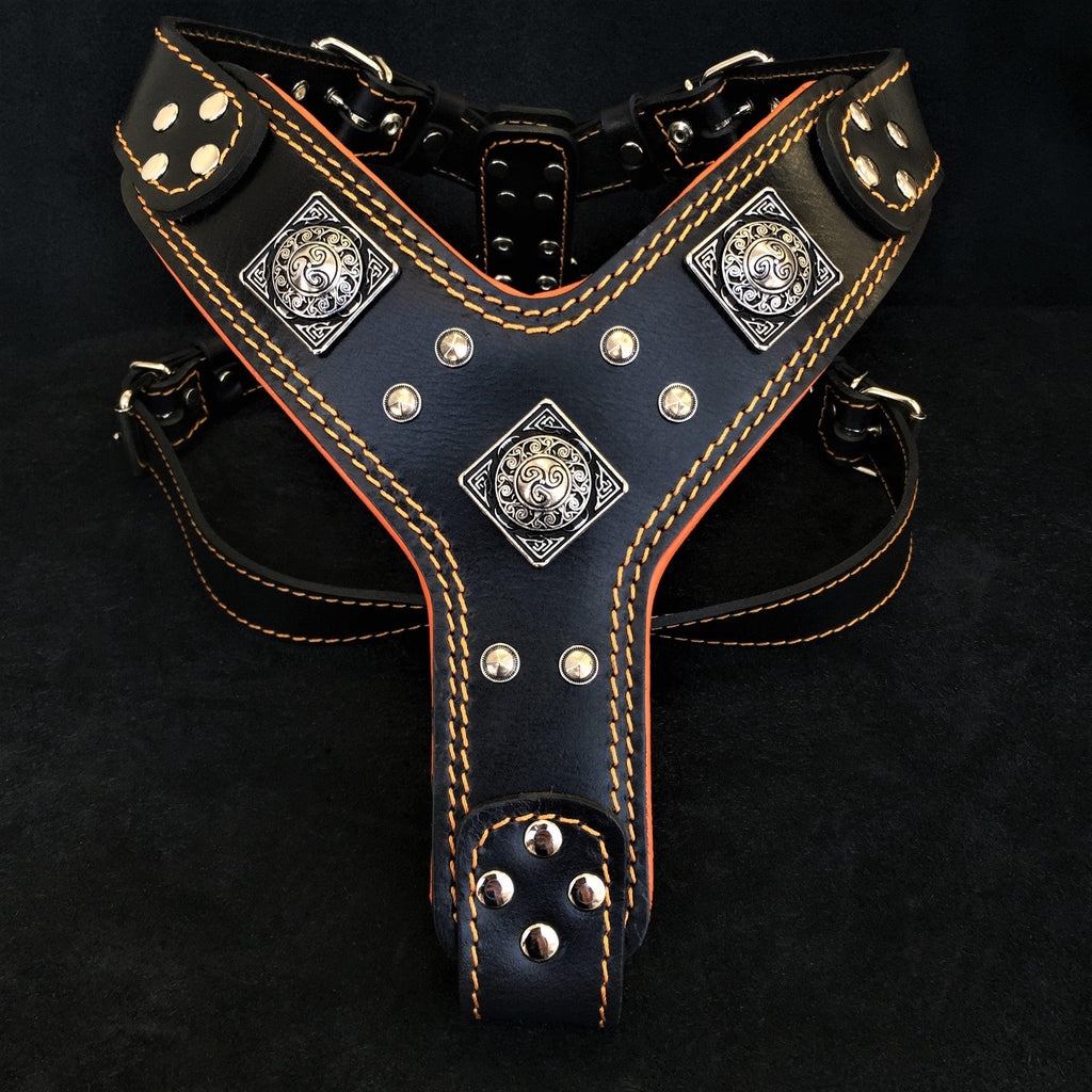 The "Eros" harness Black & Orange by Bestia Dog Gear