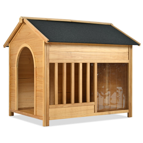 Large Wooden Dog House With Porch, Asphalt Roof and Elevated Floor by VetsPetStore
