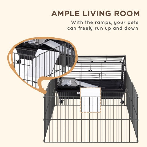 Small Animal Play Fence Cage With Rolling Casters, Water Bottle by Love My Pet