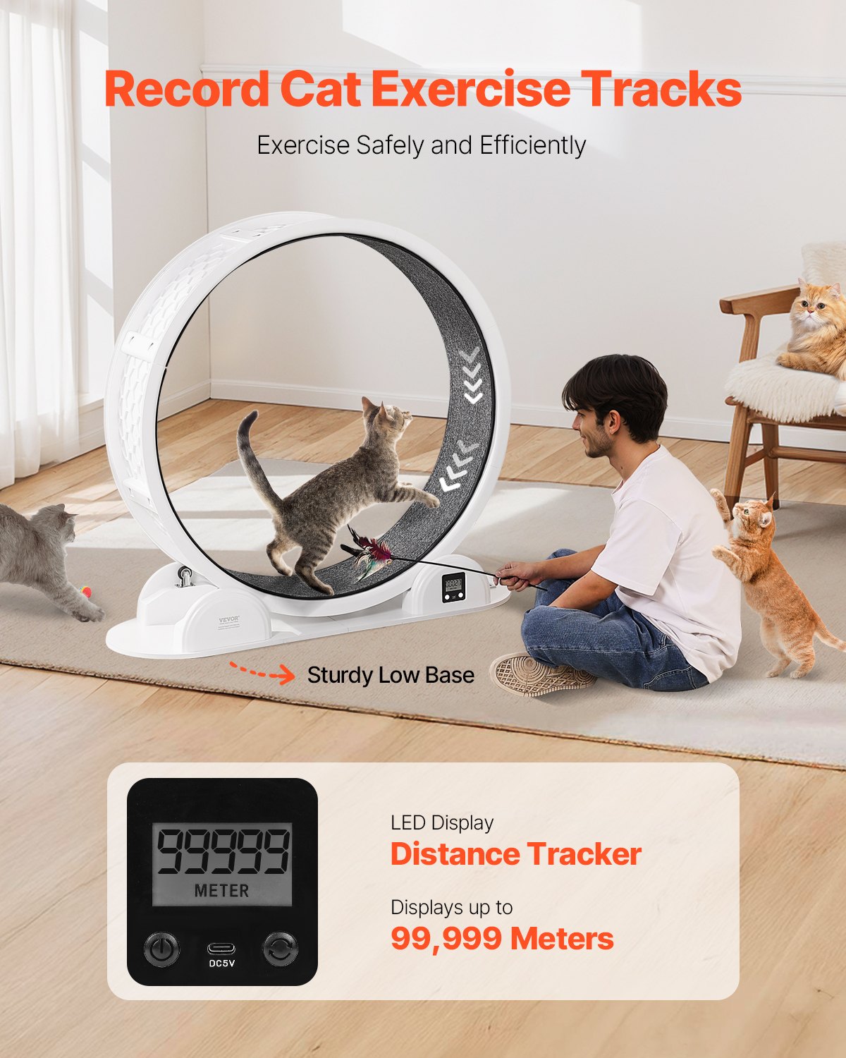 Cat Exercise Wheel With Pedometer 40.8 Cat Treadmill For Pet Health White by VetsPetStore