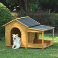 Large Wooden Dog House With Porch, Asphalt Roof and Elevated Floor by VetsPetStore