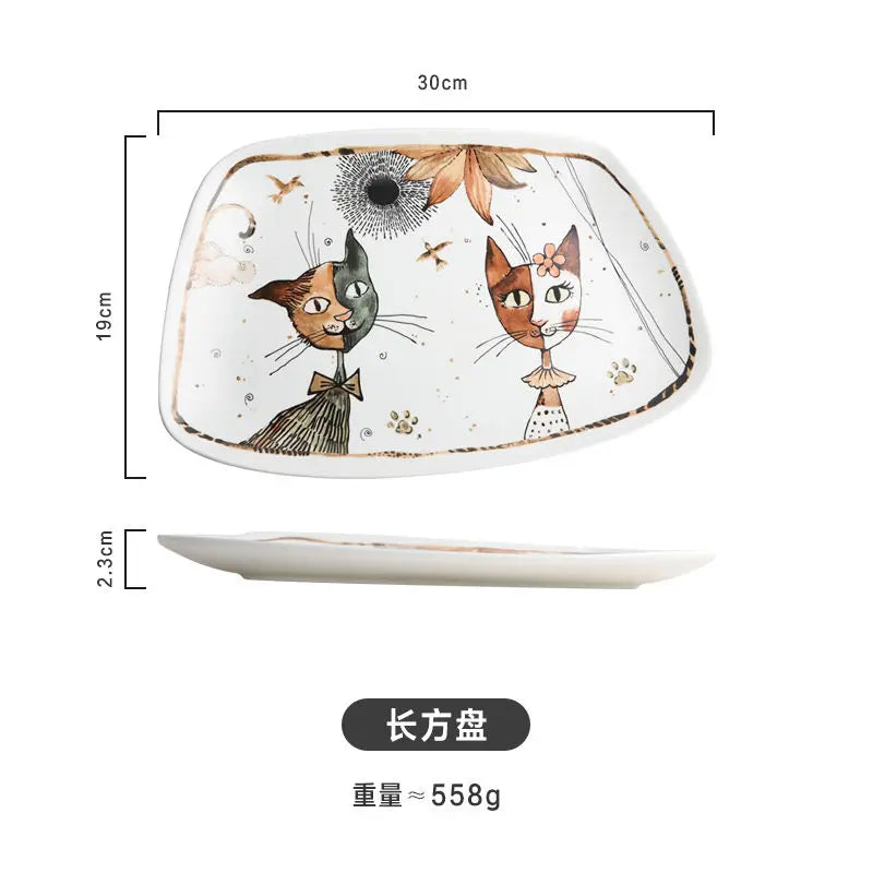 Cute Cartoon Cat Ceramic Tableware