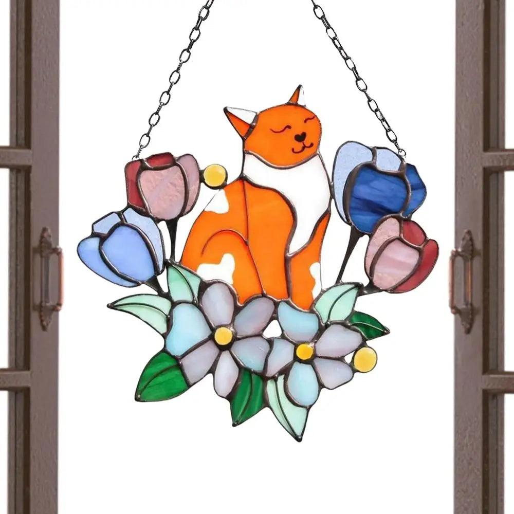 Hanging Cat On Flowers For Patio Decor by Love My Pet