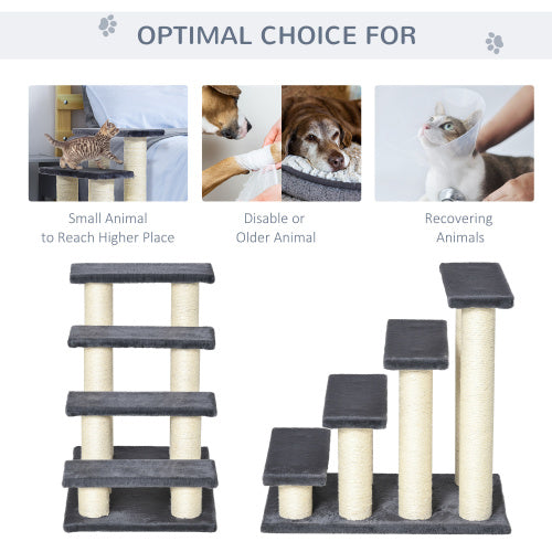 4 Steps Cat Tree For Indoor Cats Or Dogs W Sisal Scratching Post, Climbing by VetsPetStore