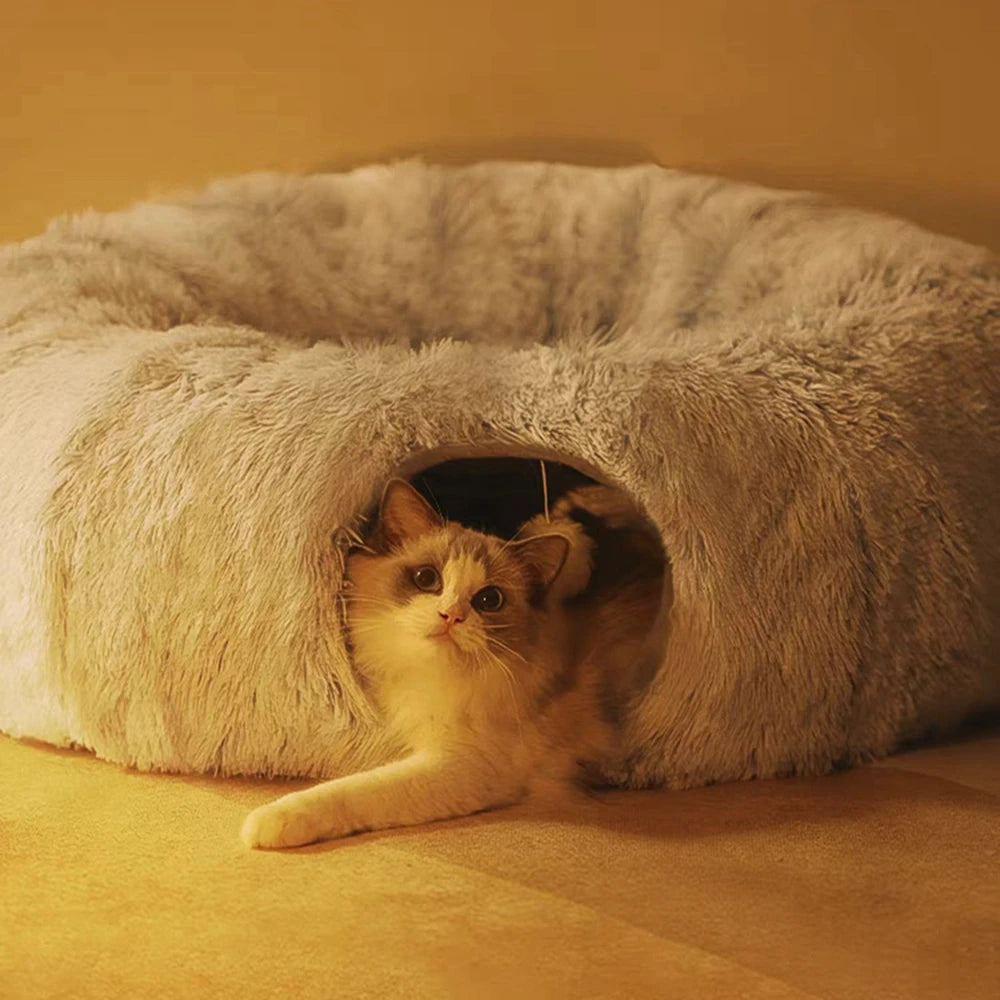 Round Plush Cat Bed by Love My Pet