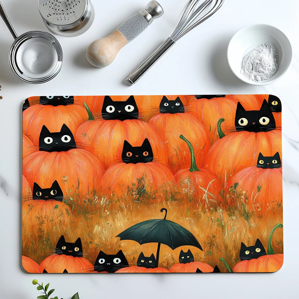 Absorbent Tableware Dish Drying Mats, Pumpkin Cat