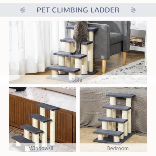 4 Steps Cat Tree For Indoor Cats Or Dogs W Sisal Scratching Post, Climbing by VetsPetStore