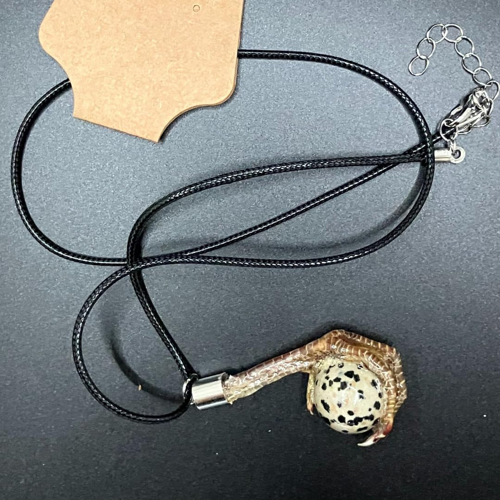 Quail Foot Necklace with Stone Resembling Quail Egg by Quailz.com by Undique LLC