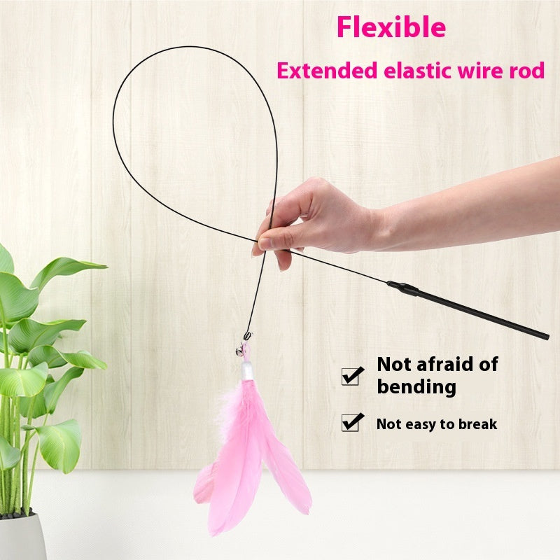 Cat Teaser With Bell Long Brush Holder Suction Cup by VetsPetStore