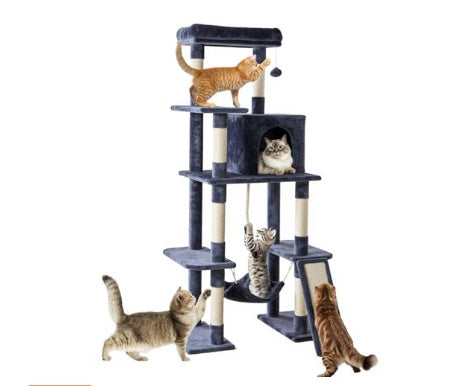 63-inch Large Multi-story Cat Climbing Tower by VetsPetStore