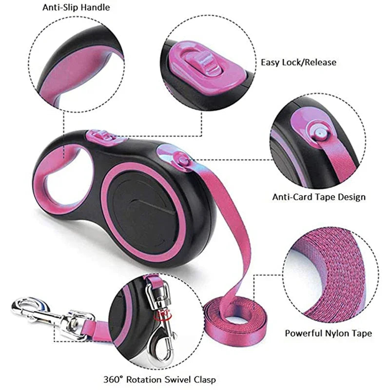 Durable Nylon Retractable Dog Leash 3/5/8M by Love My Pet