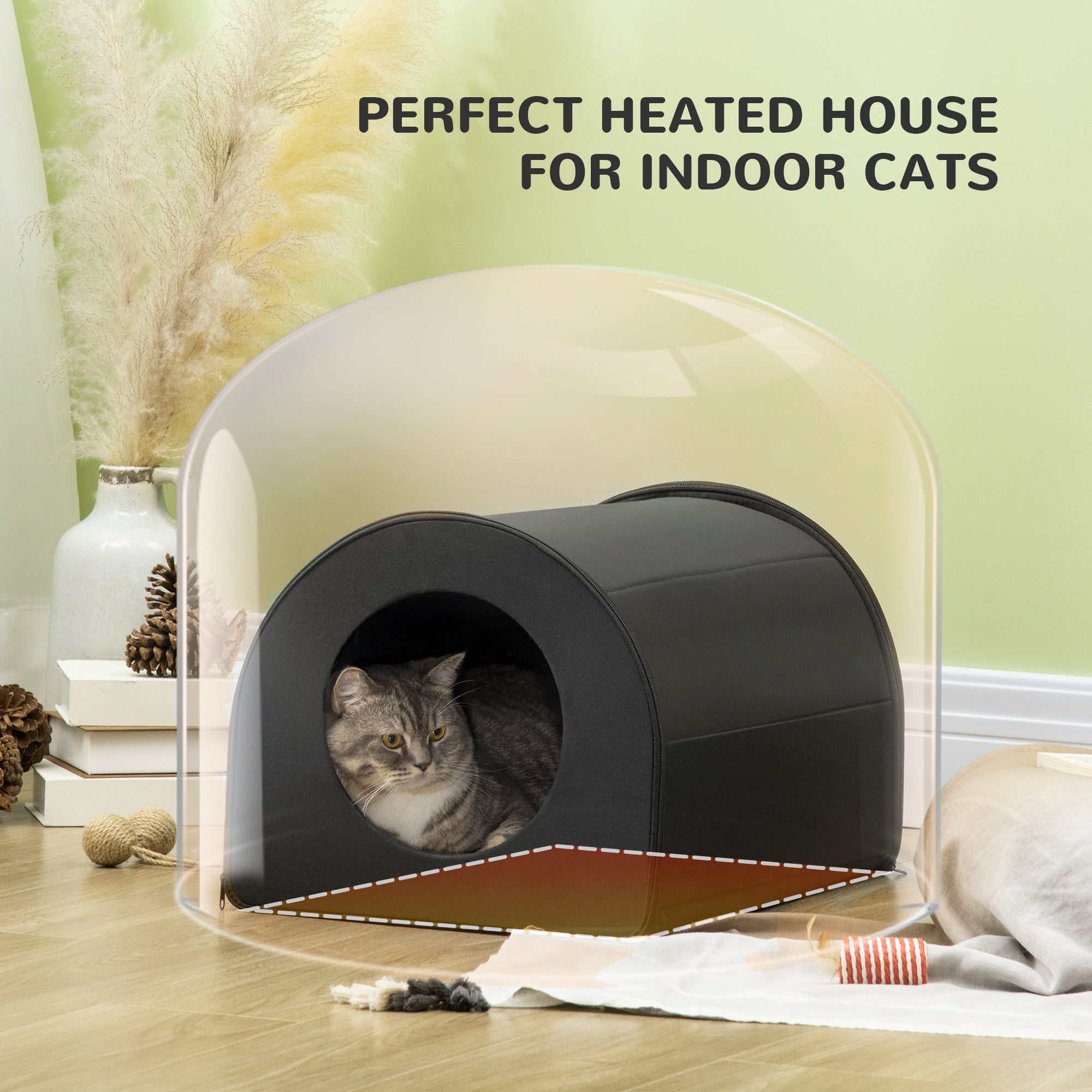 Winter Portable Heated Double Wide Water-Resistant Indoor Outdoor Cat House