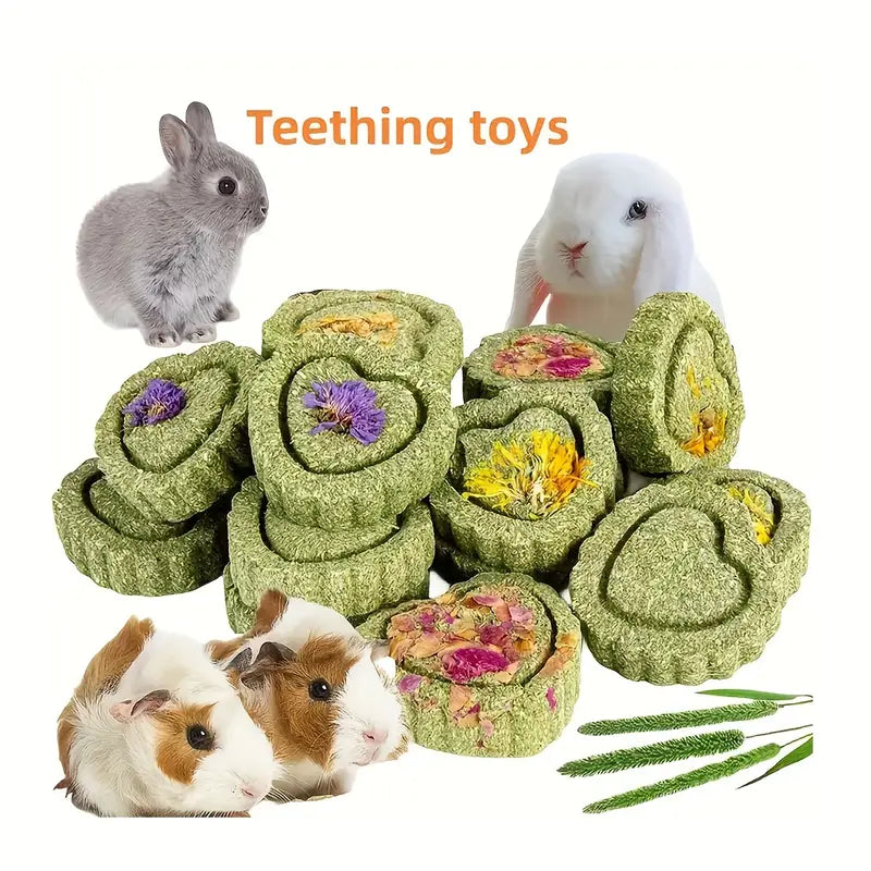 Natural Timothy Hay and Flowers Teething Toys: Suitable For Hamsters, Rabbits, Mice And Other Small Animals by Dahlia Pets