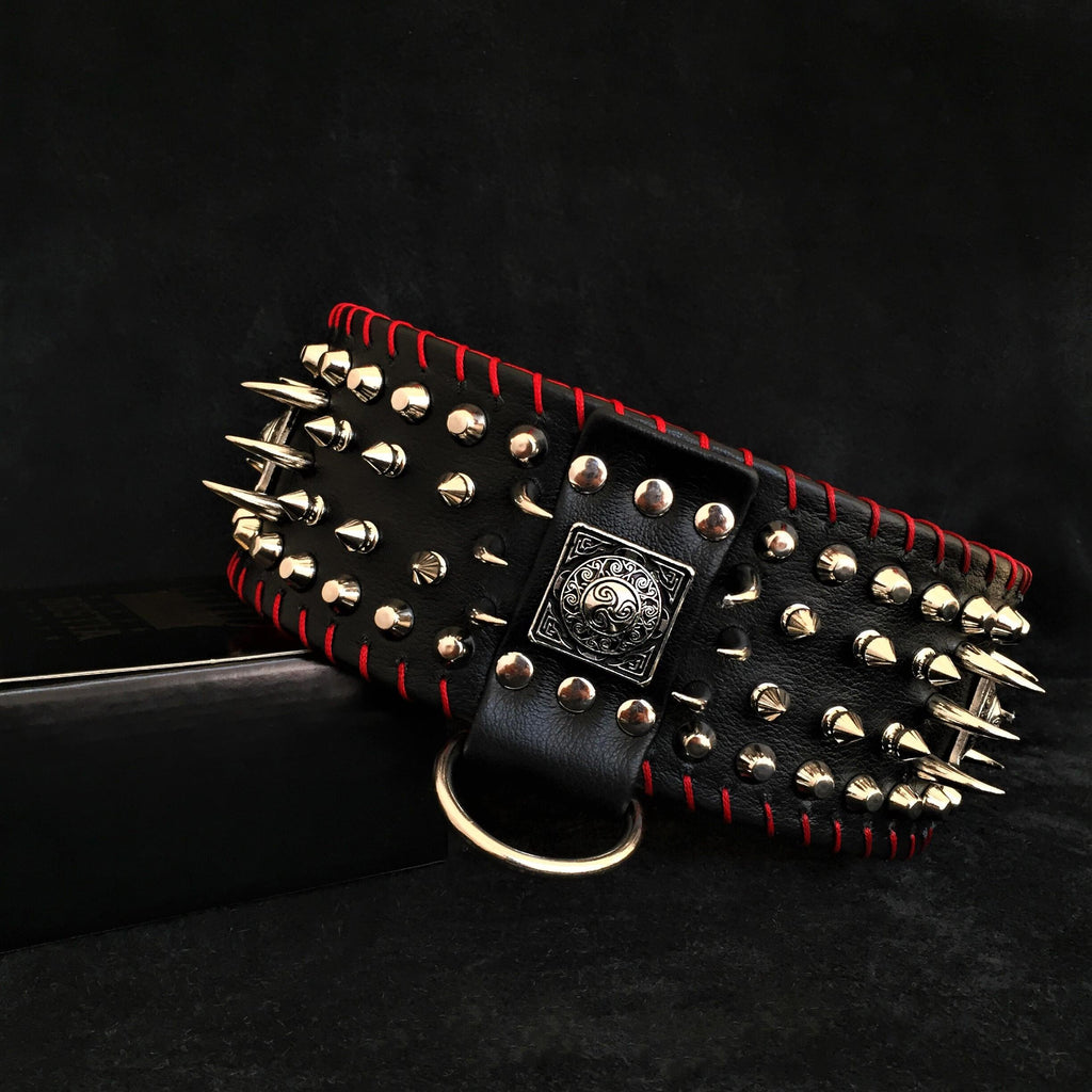 the "DAVID" hand stitched 3.15 inch wide show collar by Bestia Dog Gear