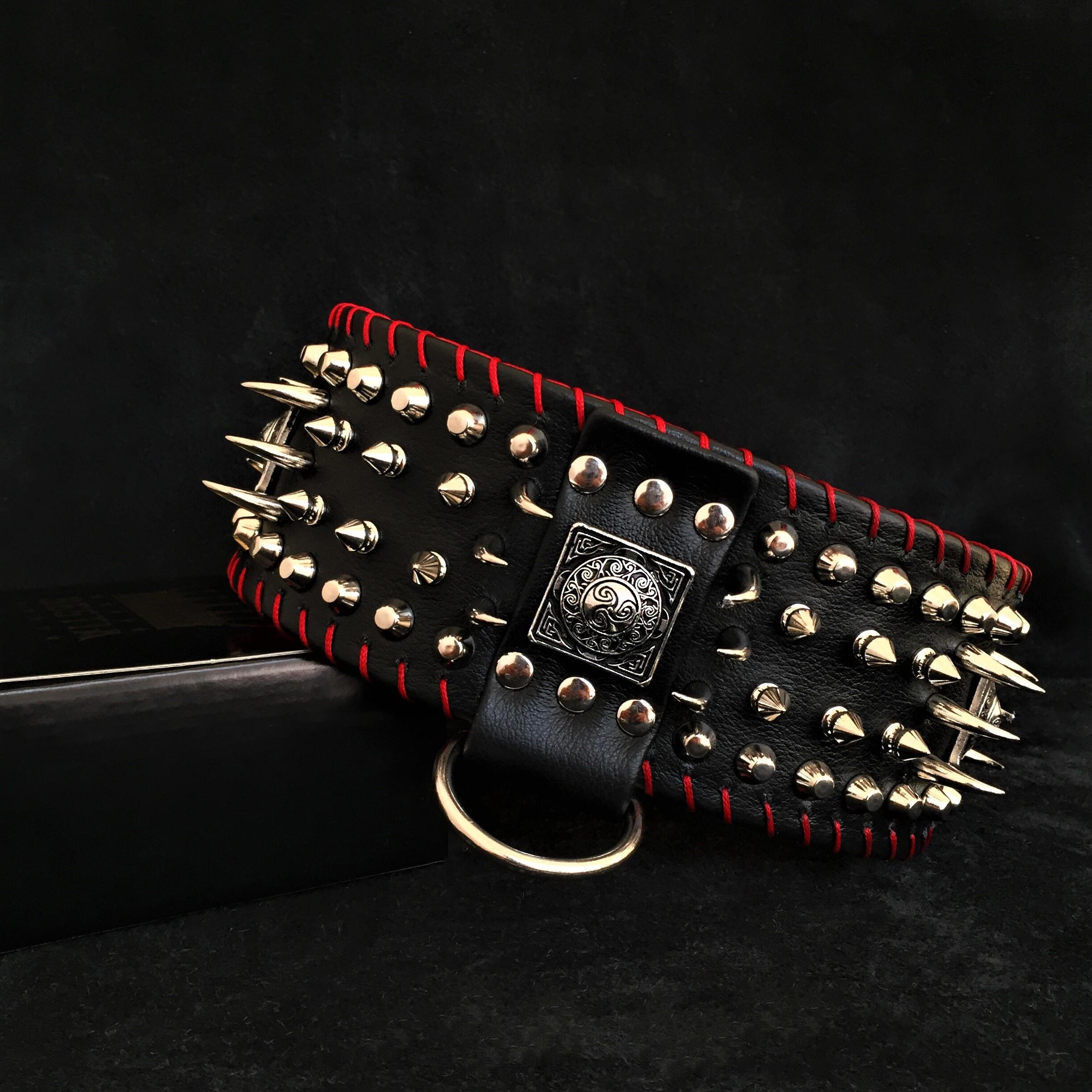 the "DAVID" hand stitched 3.15 inch wide show collar by Bestia Dog Gear