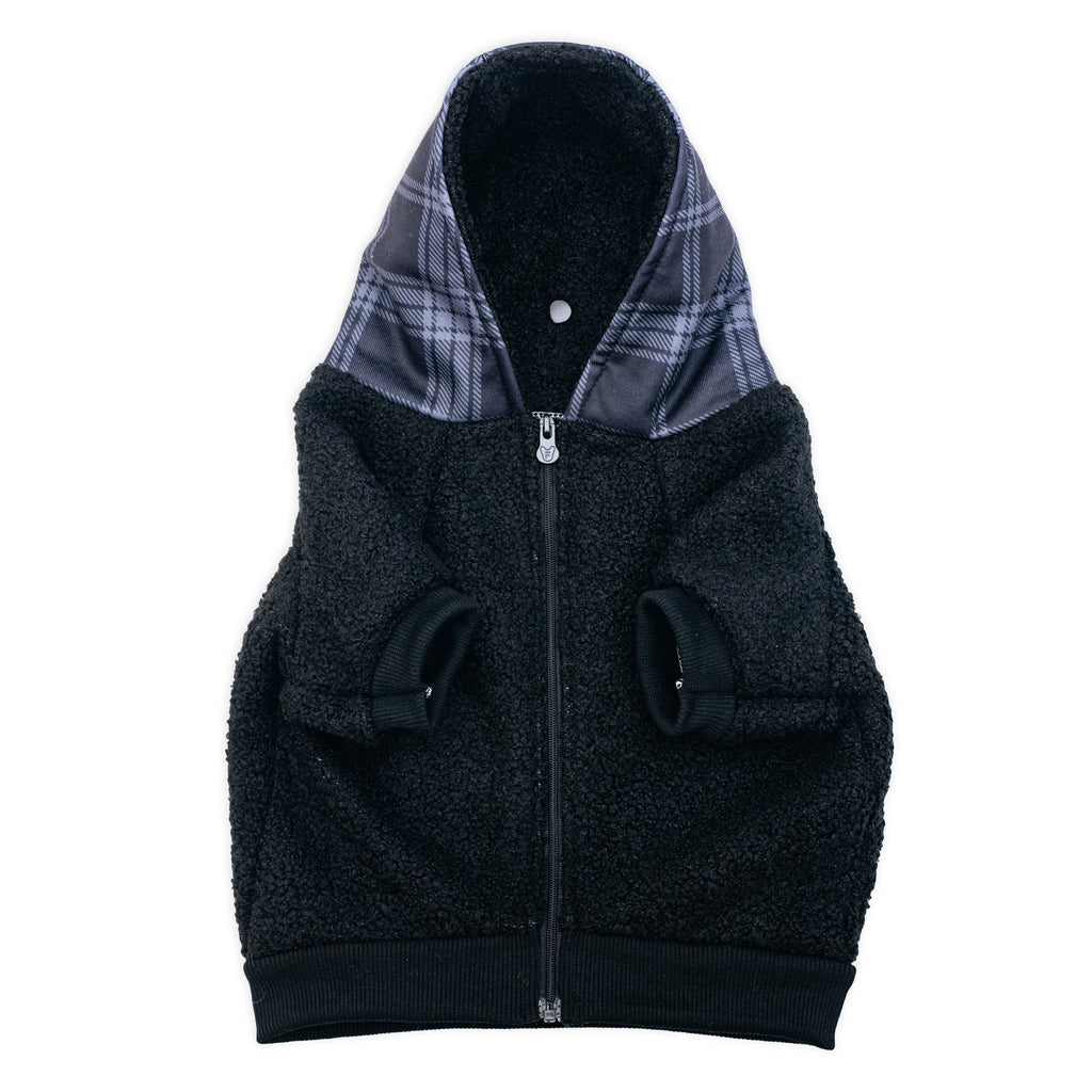 Frenchie Dog Hoodie - Black Plaid by Frenchie Bulldog