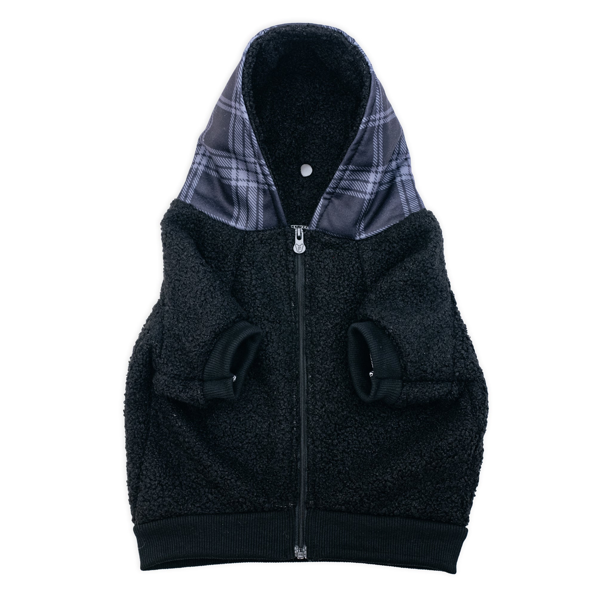 Frenchie Dog Hoodie - Black Plaid by Frenchie Bulldog