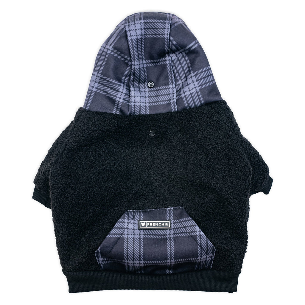 Frenchie Dog Hoodie - Black Plaid by Frenchie Bulldog