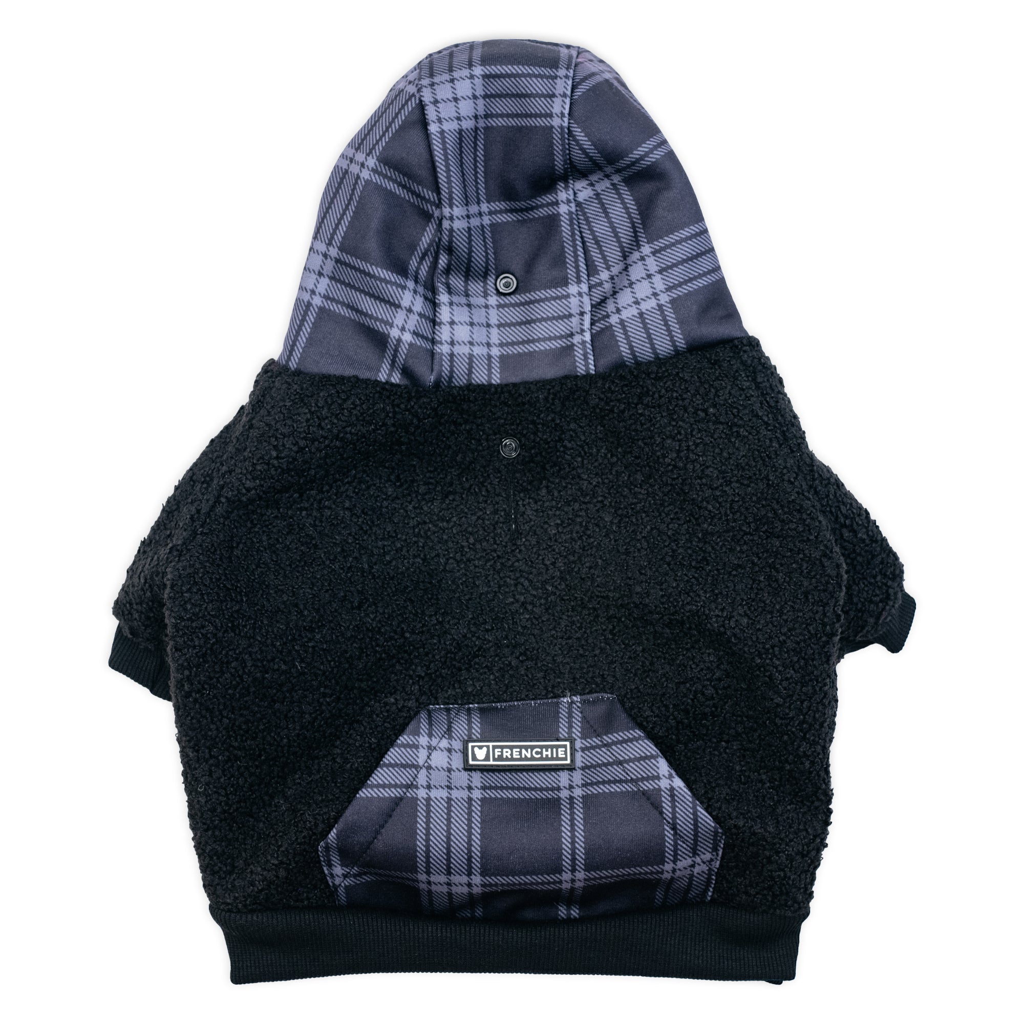 Frenchie Dog Hoodie - Black Plaid by Frenchie Bulldog