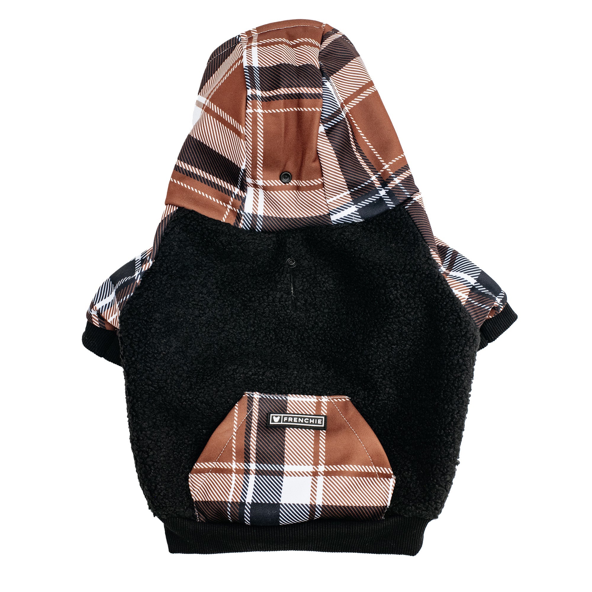 Frenchie Dog Hoodie - Cocoa Plaid by Frenchie Bulldog