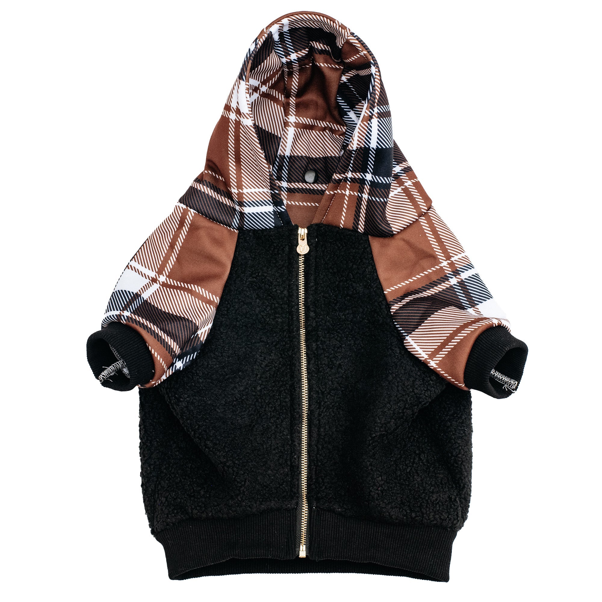Frenchie Dog Hoodie - Cocoa Plaid by Frenchie Bulldog