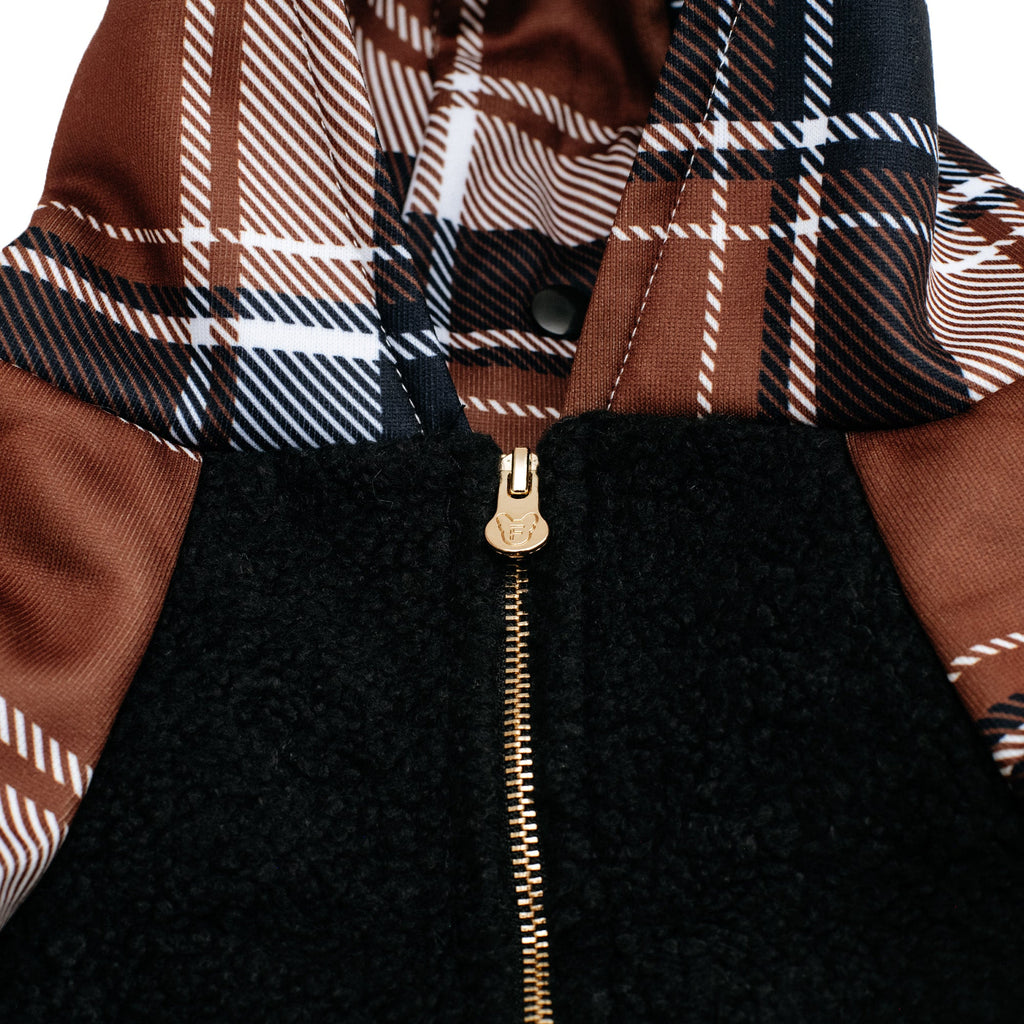 Frenchie Dog Hoodie - Cocoa Plaid by Frenchie Bulldog