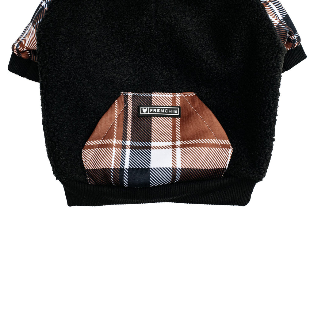 Frenchie Dog Hoodie - Cocoa Plaid by Frenchie Bulldog