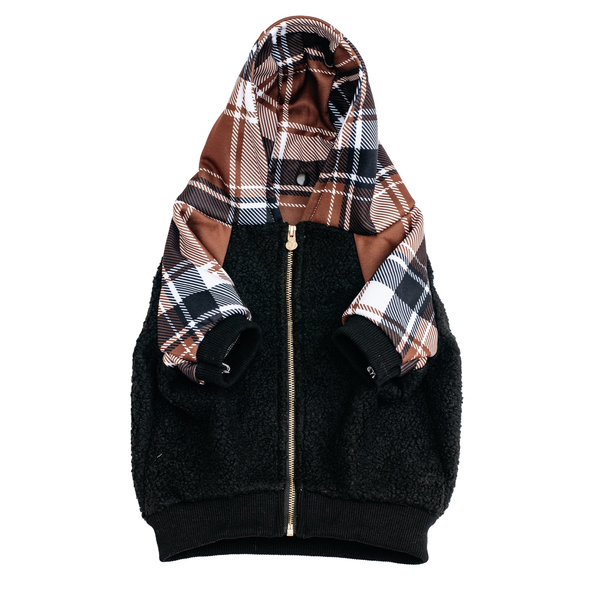 Frenchie Dog Hoodie - Cocoa Plaid by Frenchie Bulldog