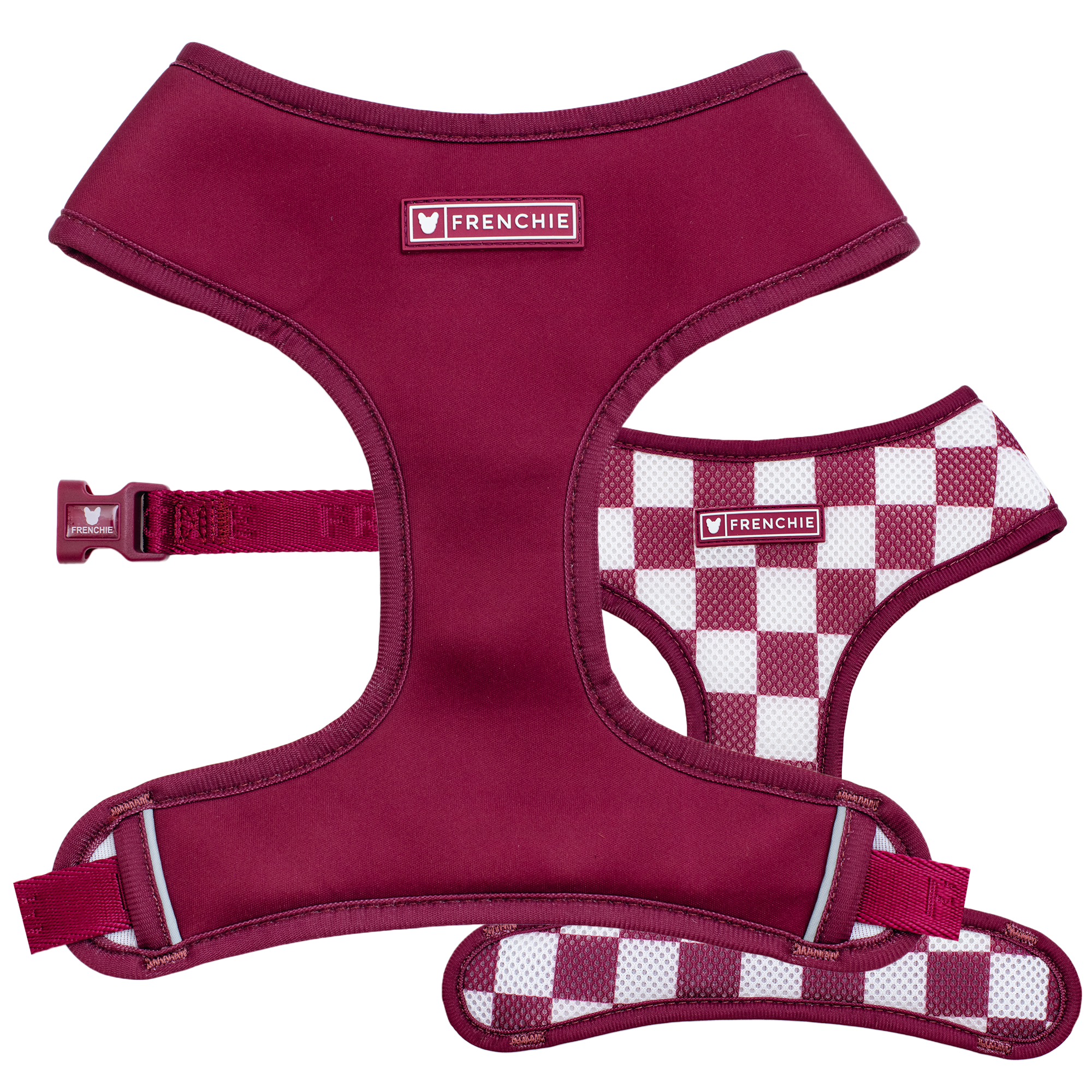 Frenchie Duo Reversible Harness - Solid Ruby by Frenchie Bulldog