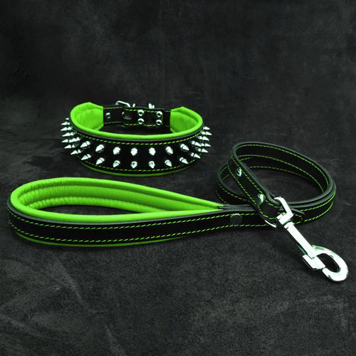 "Frenchie" Set- collar & leash. Green by Bestia Dog Gear