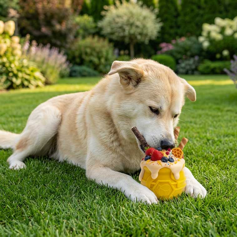 Honey Pot Dog eCup Treat Dispenser | Durable PUP-X Rubber Enrichment Toy | USA Made by SodaPup/True Dogs, LLC