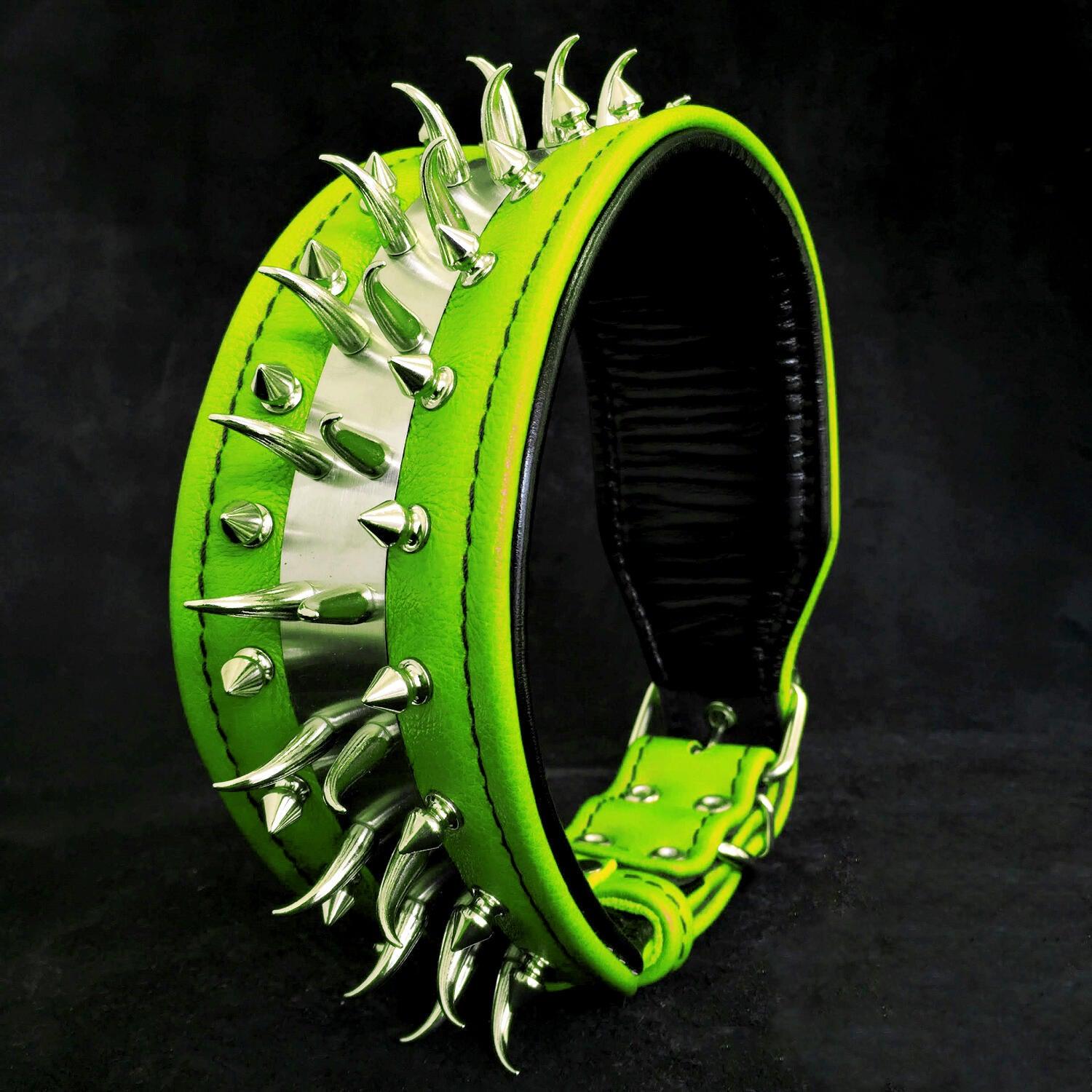 ''Predator'' collar in Green by Bestia Dog Gear