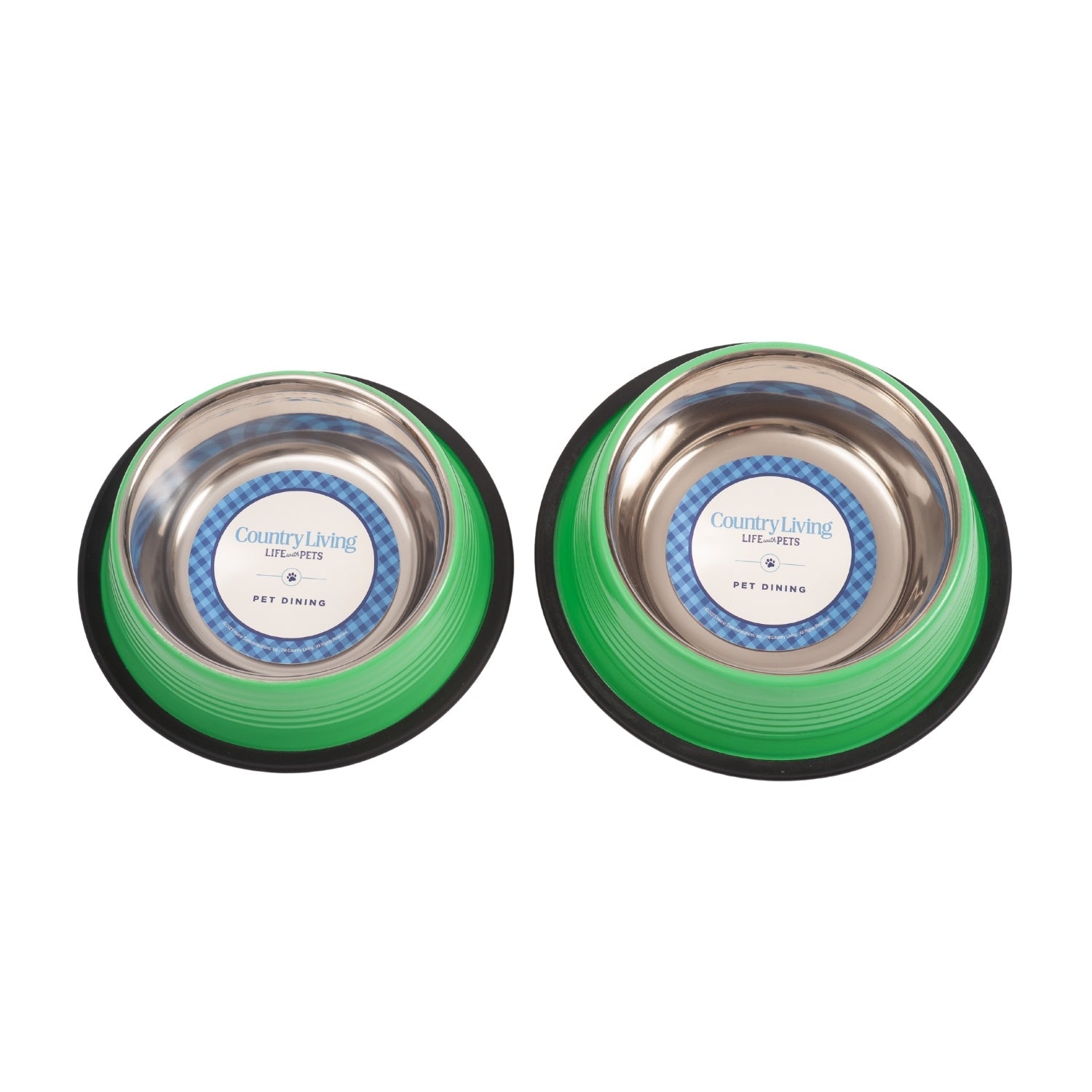 Country Living Set of 2 Ribbed Non-Slip Pet Bowls – Irish Green by American Pet Supplies