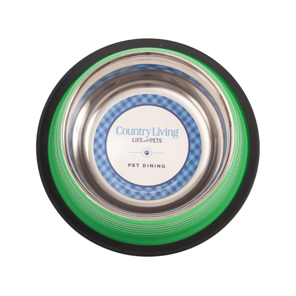 Country Living Set of 2 Ribbed Non-Slip Pet Bowls – Irish Green by American Pet Supplies
