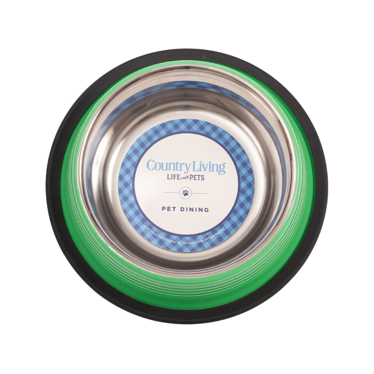 Country Living Set of 2 Ribbed Non-Slip Pet Bowls – Irish Green by American Pet Supplies