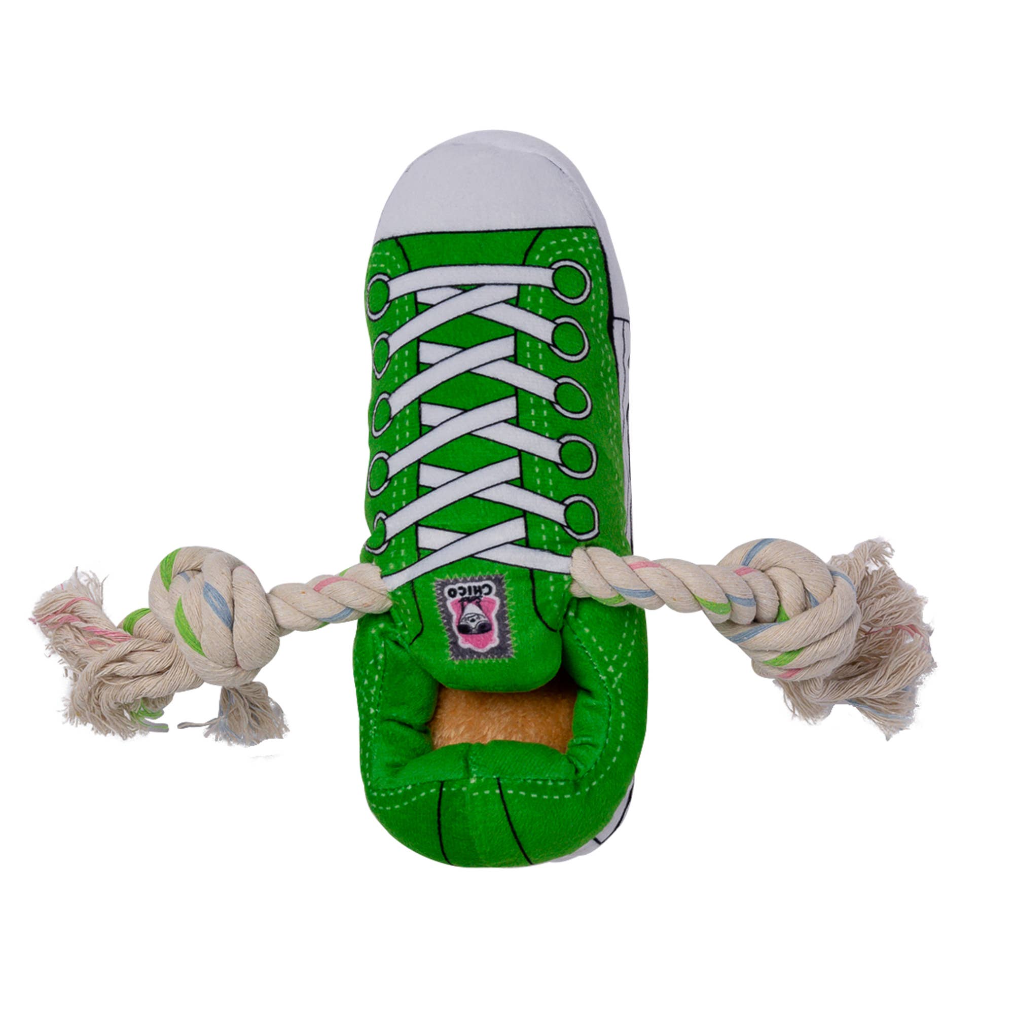 Squeaky Comfort Plush Sneaker Dog Toy – with Treat Compartment, Safe & Durable – Green by American Pet Supplies