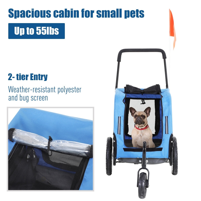 2-in-1, 3 Wheel Pet Jogging Stroller Bike Trailer by Furr Baby Gifts