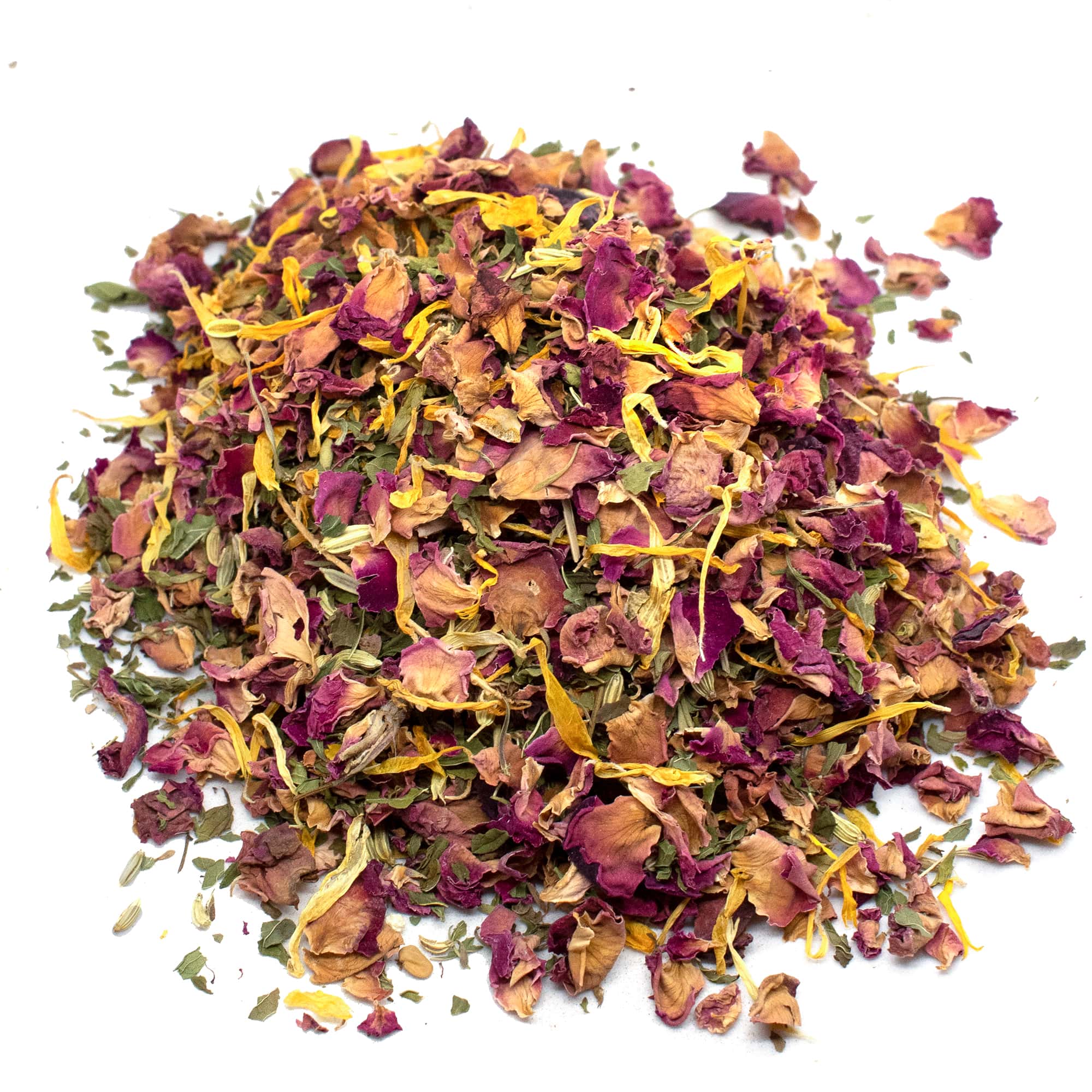 Happy Tummy Herbal Treat & Coop Herbs For Pet Chickens With Spearmint, Dill, Roses, Calendula, & Fenugreek by Dahlia Pets