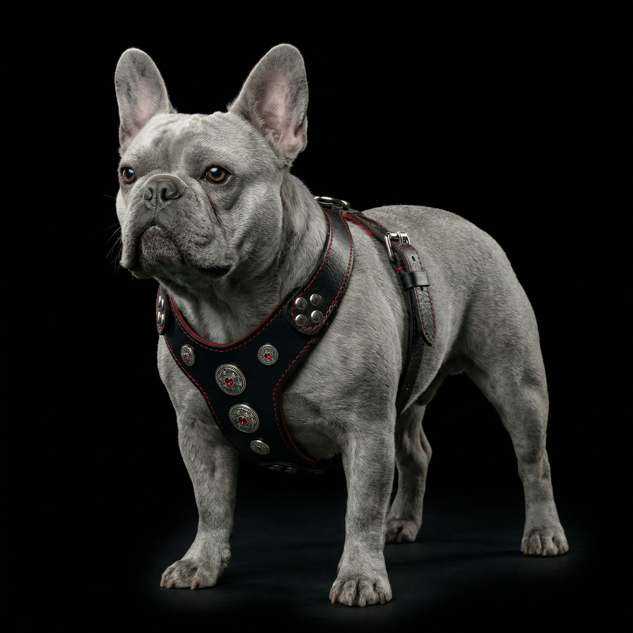 The ''Bijou'' harness Black & Red Small to Medium Size by Bestia Dog Gear