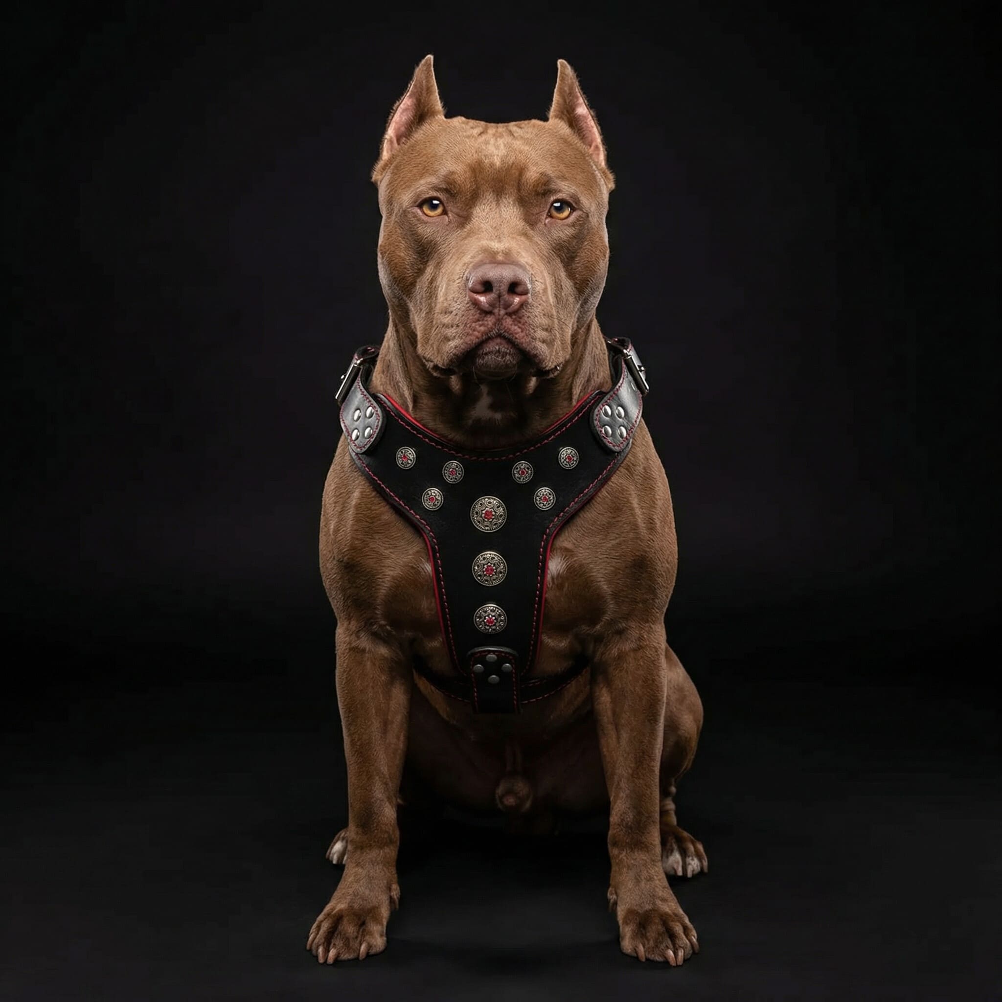 ''Bijou'' harness Black & Red for big dogs by Bestia Dog Gear